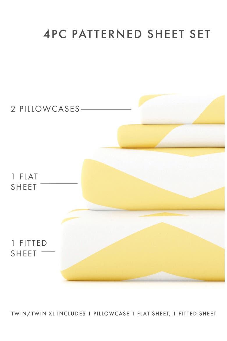 Premium Ultra Soft Arrow 4-Piece Sheets Set, Alternate, color, YELLOW
