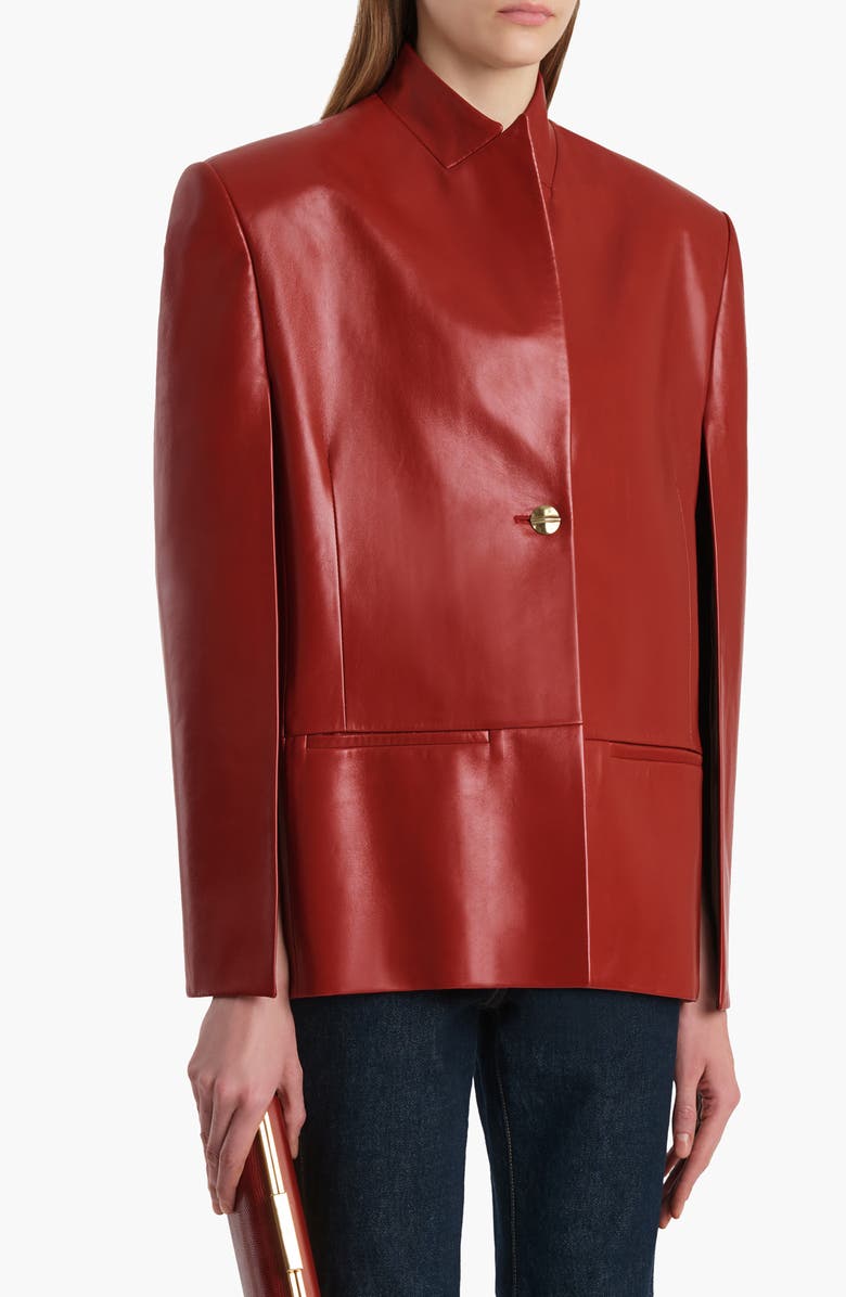 Khaite Dolso Leather Jacket, Alternate, color, Deep Red