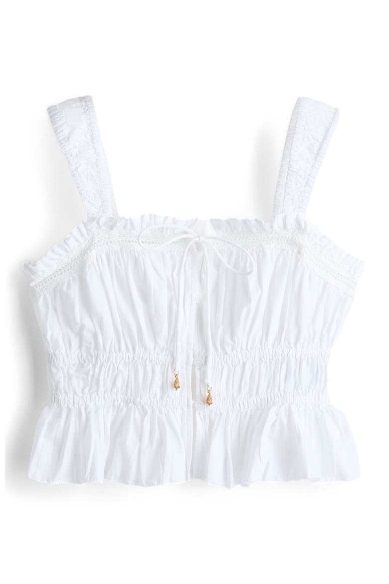 Tie-detail Cotton Top, Alternate, color, White