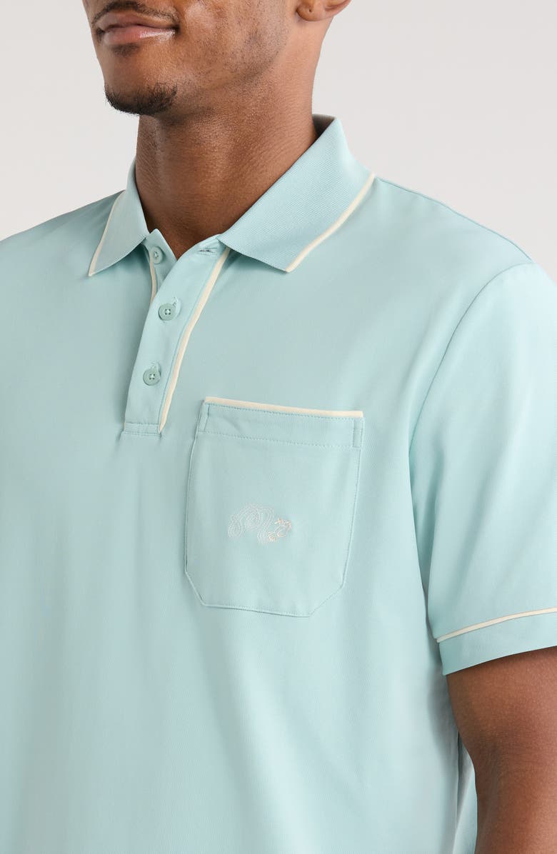 Malbon Golf Dove Piqué Performance Golf Polo, Alternate, color, Light Blue