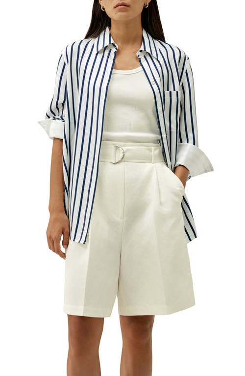 Lilysilk Oversized Palma Stripe Silk Shirt In Palma Stripe