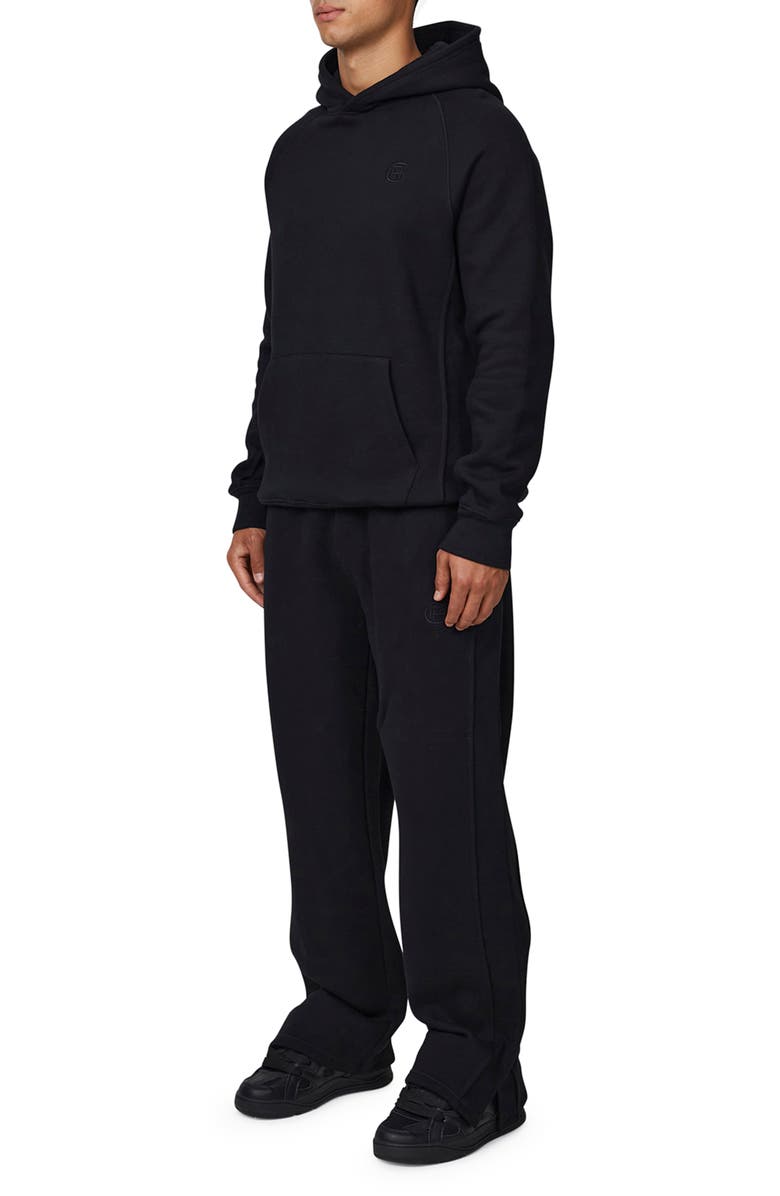 Good For Nothing Ribbed Emblem Pullover Hoodie, Alternate, color, Black