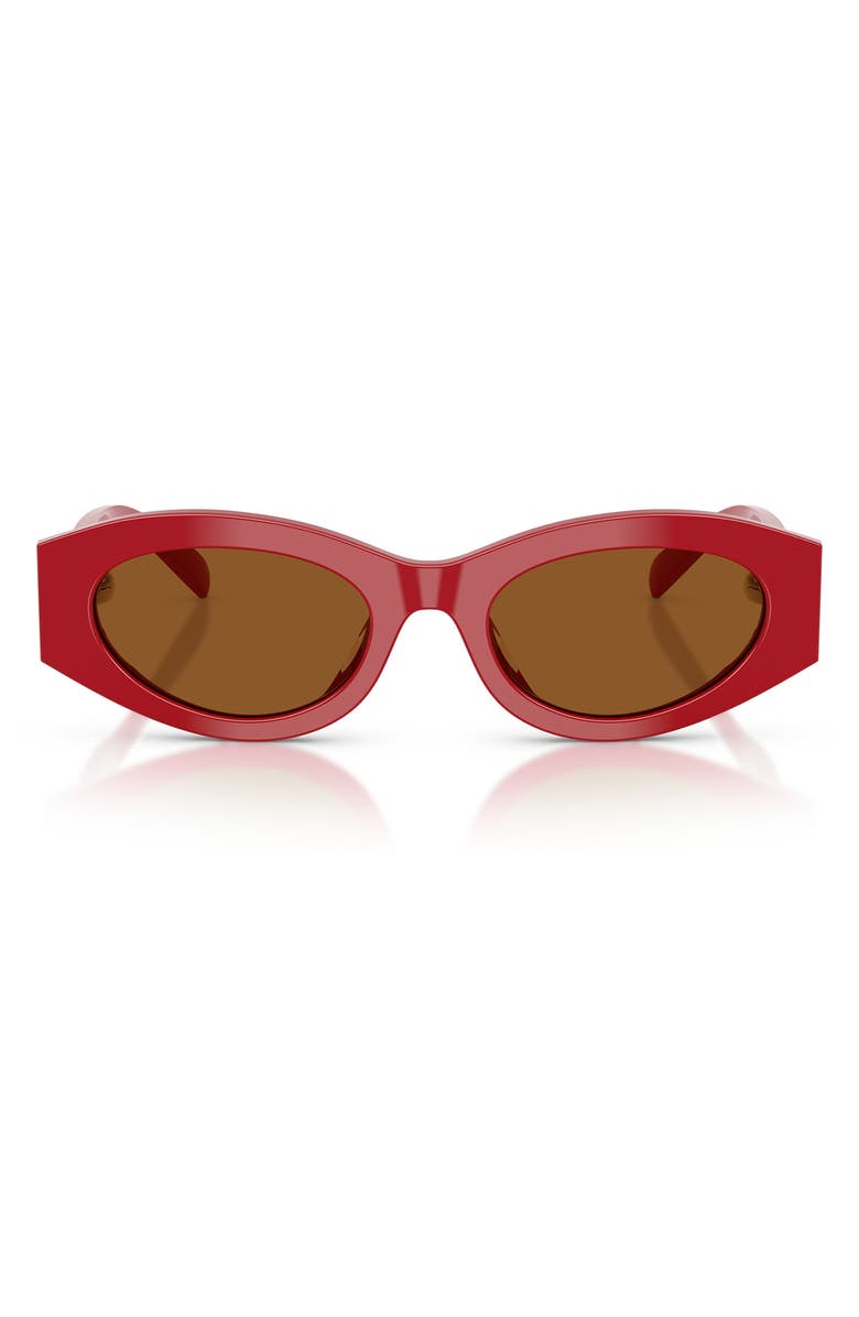 Tory Burch 52mm Oval Sunglasses, Main, color, Red / Dark Brown
