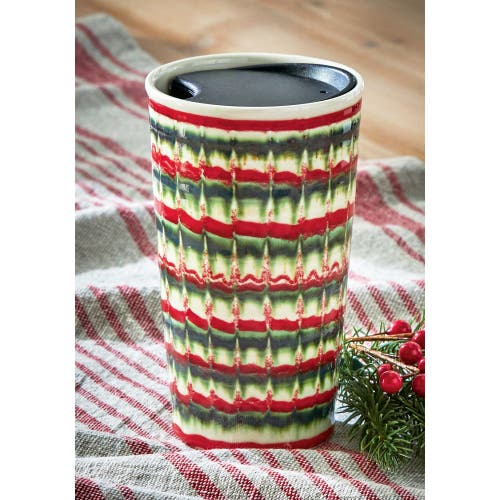 Tag Festive Red Green Travel Mug Christmas Ceramic Drinkware In Multi