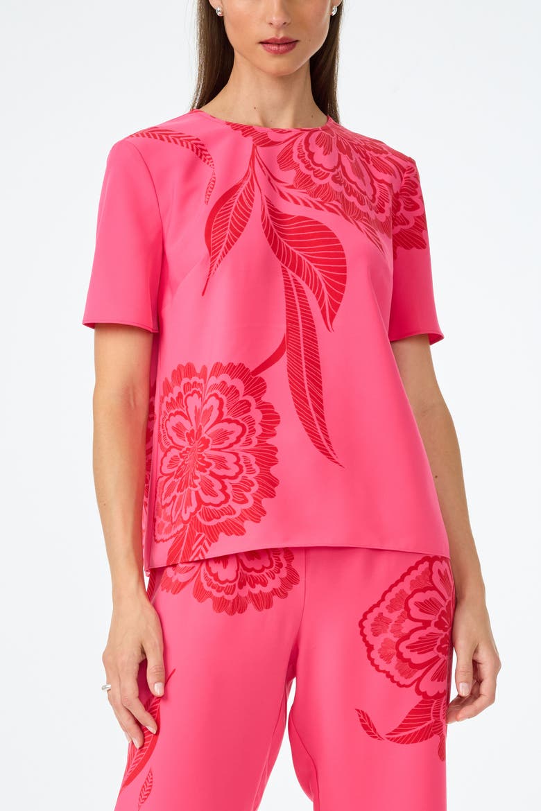 Sugarhill Short Sleeve Printed Top, Main, color, Rosewater/Reina Red