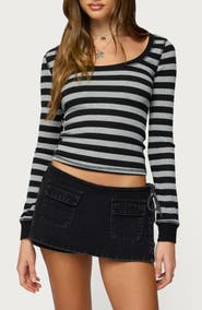 EDIKTED Rainey Stripe Long Sleeve Shirt