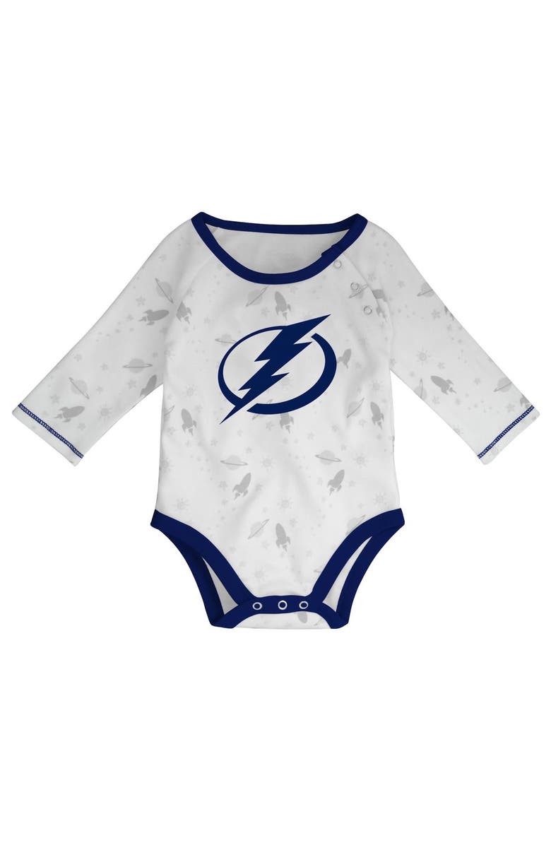 Outerstuff Newborn & Infant White/Blue Tampa Bay Lightning Dream Team Hat Pants & Bodysuit Set, Alternate, color, 