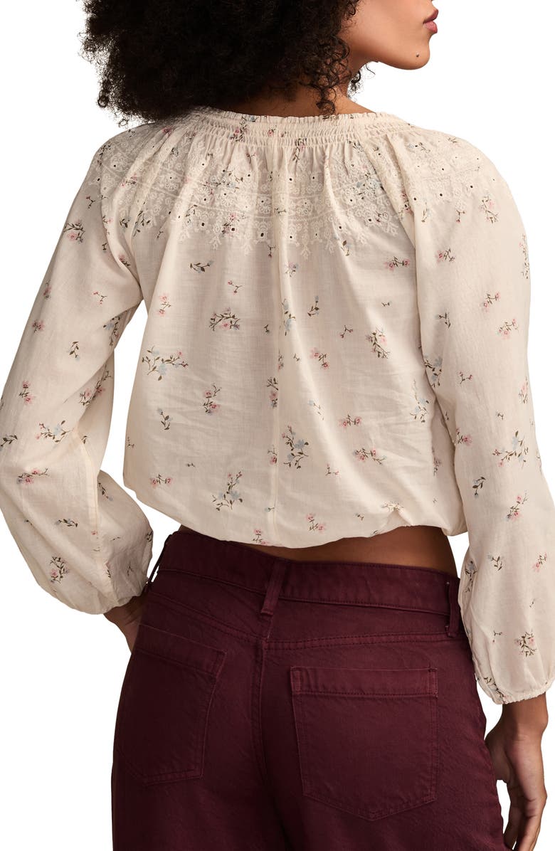 Lucky Brand Embroidered Peasant Top, Alternate, color, Cream Multi