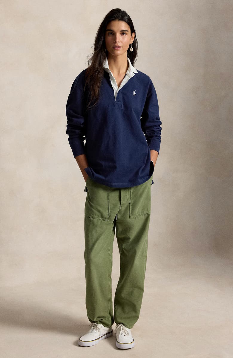 Polo Ralph Lauren Oversize Rugby Cotton Polo, Alternate, color, Eastside Royal