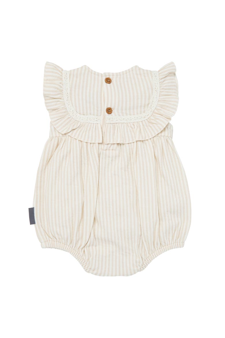 Ruffle Bubble Romper, Alternate, color, Taupe Stripe