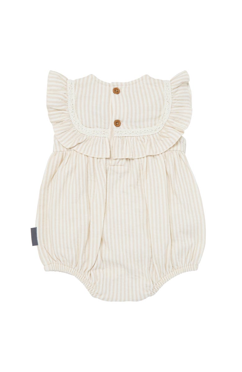 Modern Moments<sup>™</sup> by Gerber Ruffle Bubble Romper, Alternate, color, Taupe Stripe
