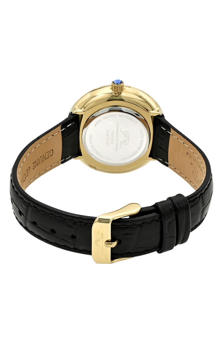 PORSAMO BLEU Monroe Leather Strap Watch, Alternate, color, Black Gold Tone