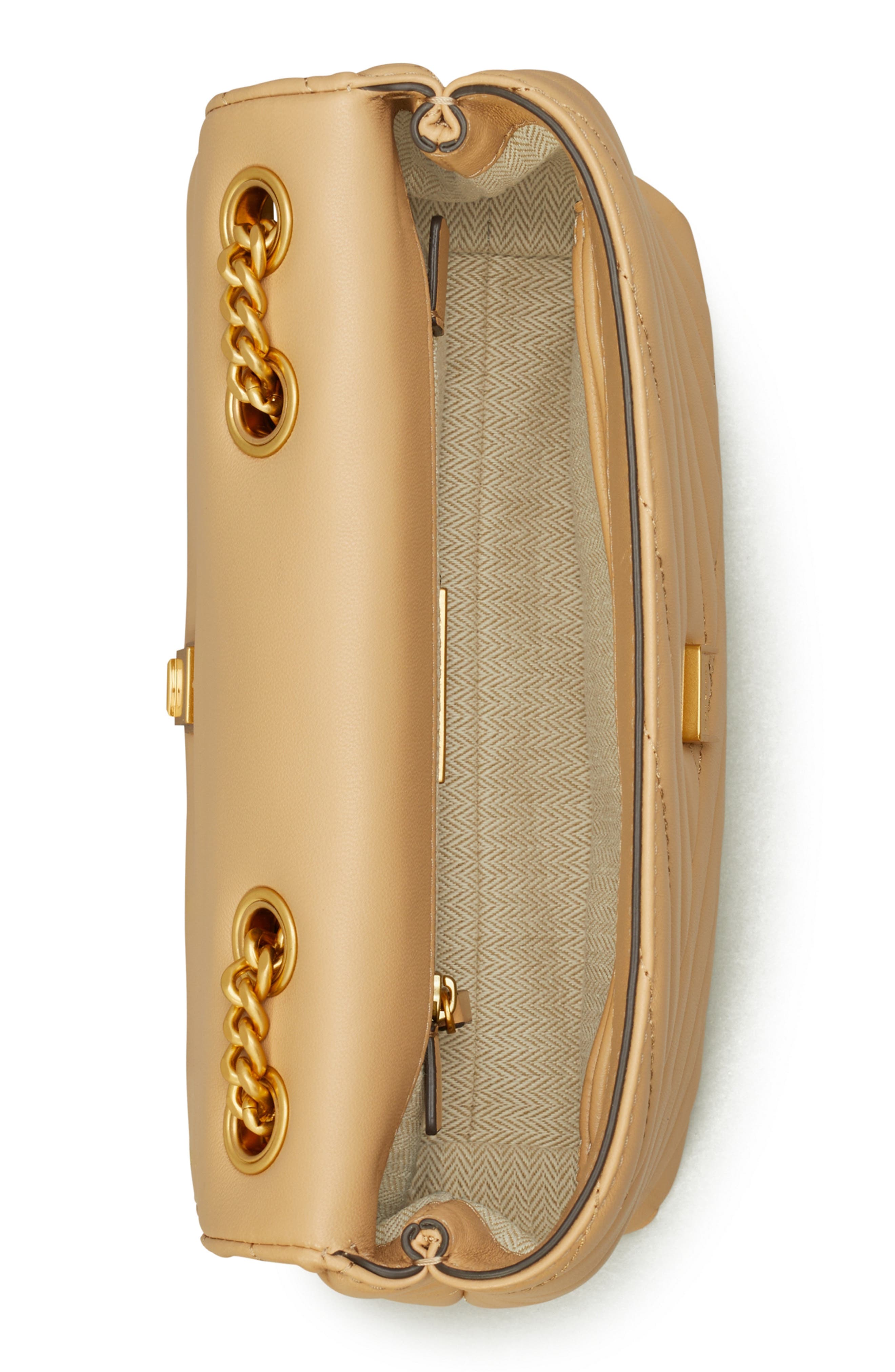 Tory Burch Small Kira Chevron Convertible Shoulder Bag, Alternate, color, Desert Dune