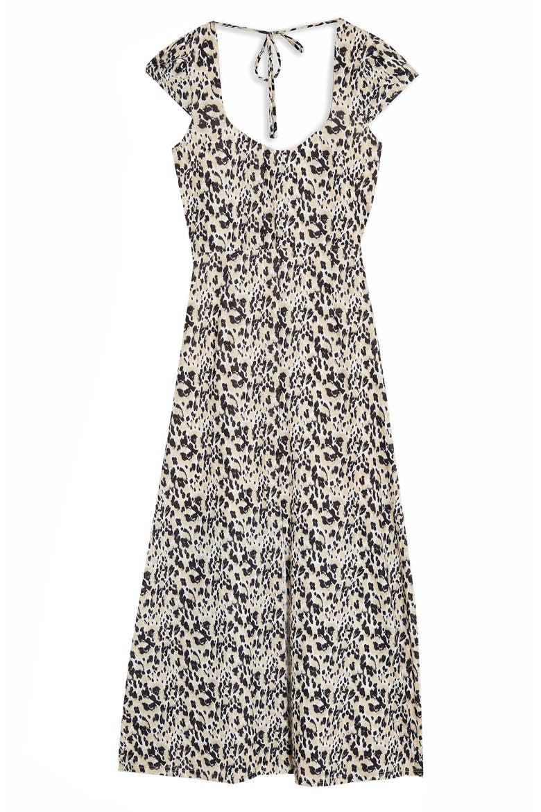 Animal Print Midi Dress, Alternate, color, NATURAL