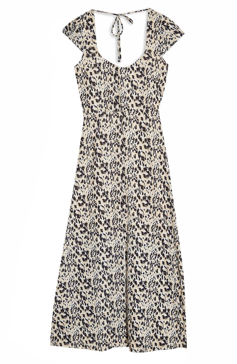 Topshop Animal Print Midi Dress, Alternate, color, 
