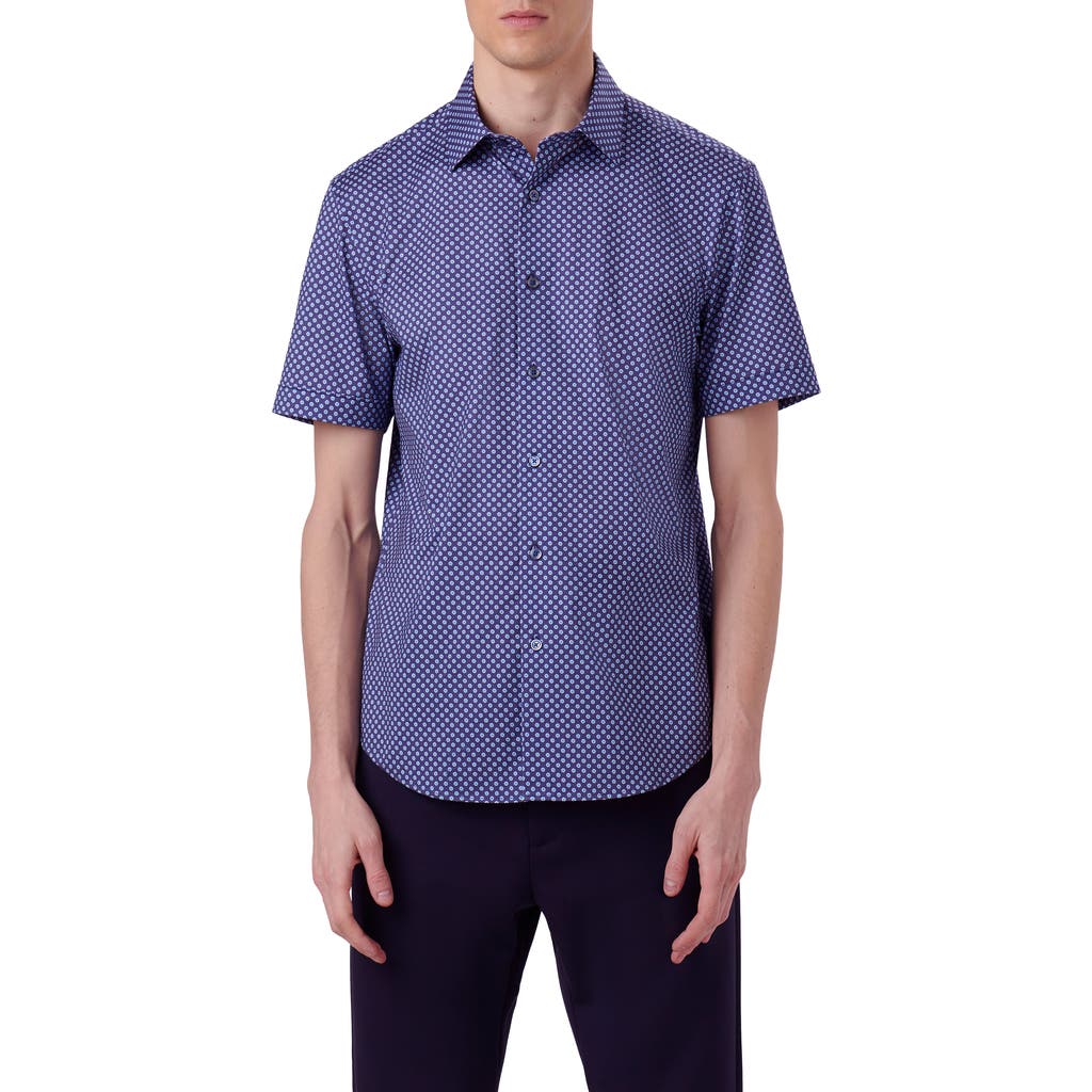Bugatchi Miles Ooohcotton® Dot Print Short Sleeve Button-up Shirt