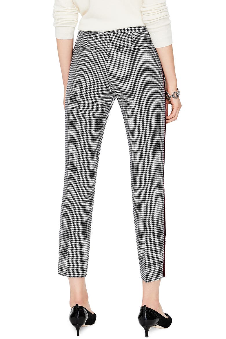 British Tweed Check Velvet Trim Pants, Alternate, color, AW18 NAVY AND IVORY PUPPYTOOTH