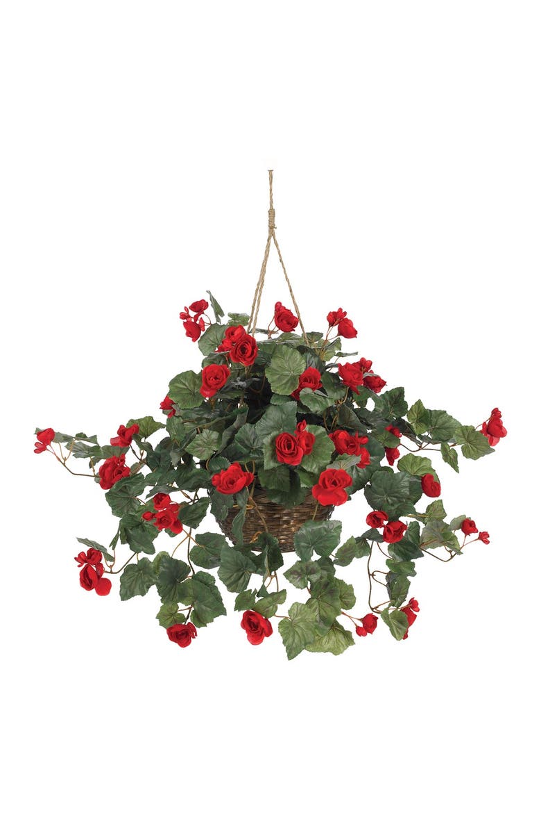 NEARLY NATURAL Begonia Hanging Basket, Main, color,