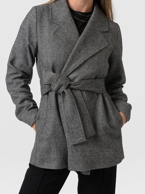 Saint + Sofia Audrey Wrap Coat In Gray