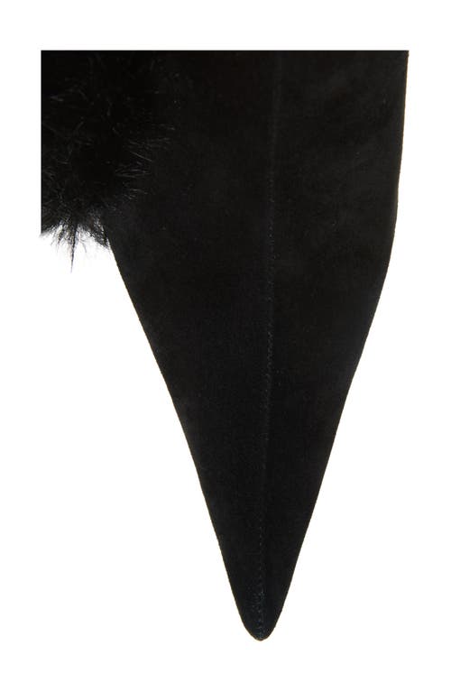 Jeffrey Campbell Chilly Faux Fur Trim Pointed Toe Boot In Black