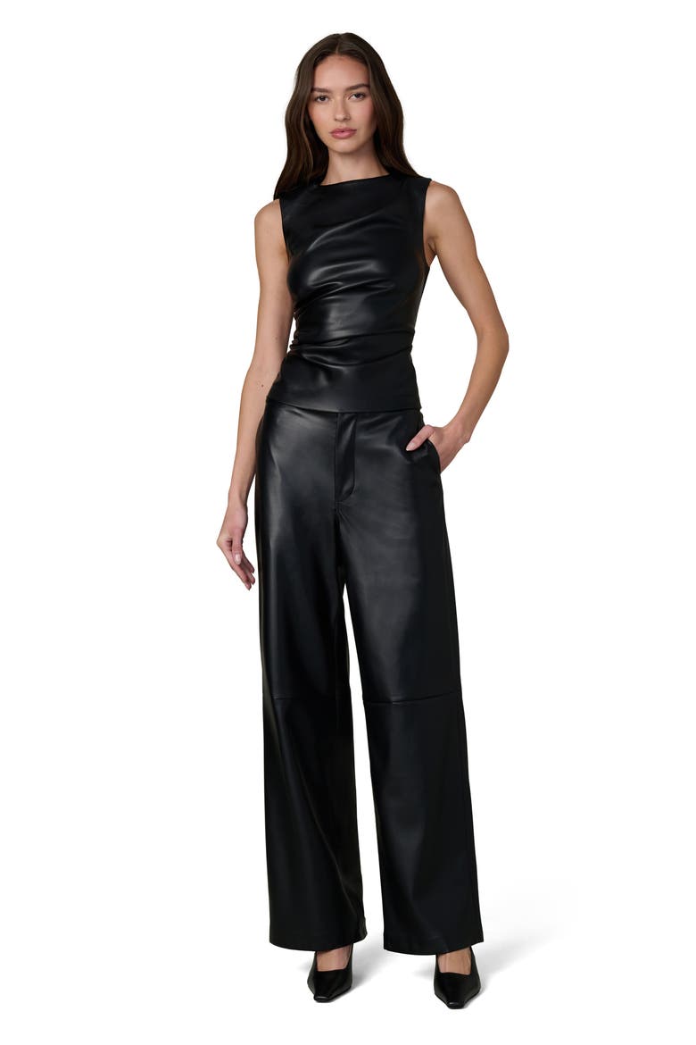 The Meg Faux Leather Sleeveless Top, Alternate, color, BLACK
