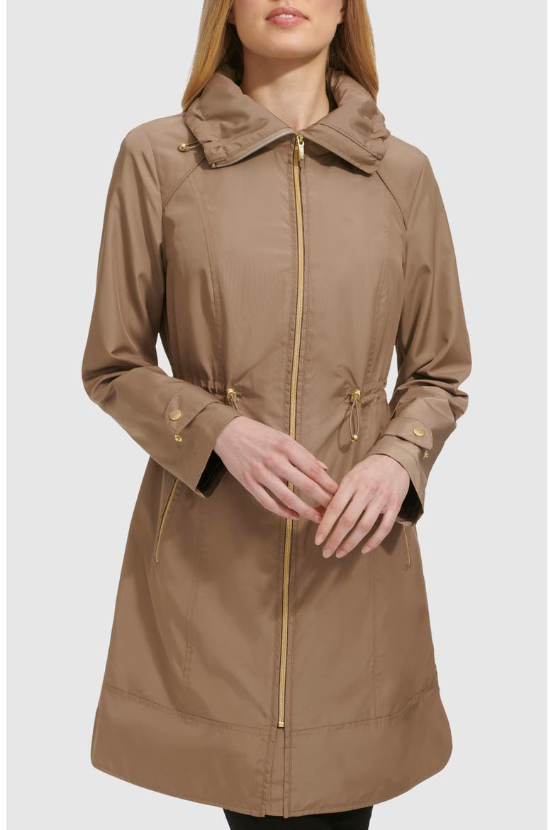 Travel Packable Hooded Rain Jacket, Main, color, CHAMPAGNE