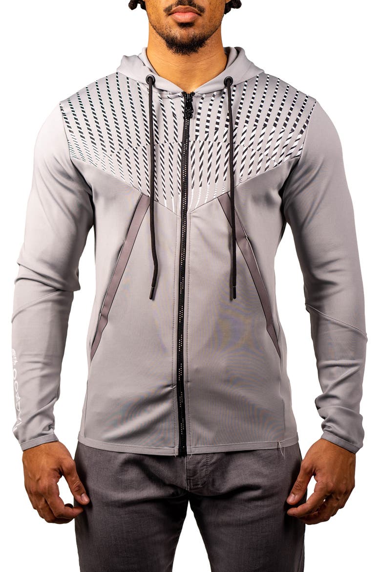Shield Grey Zip Hoodie, Main, color, GREY