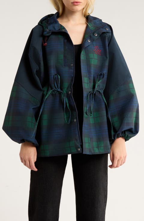 Liu Water Resistant Plaid Raincoat