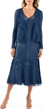 Komarov Sleeveless Charmeuse & Chiffon Cocktail Dress with Jacket