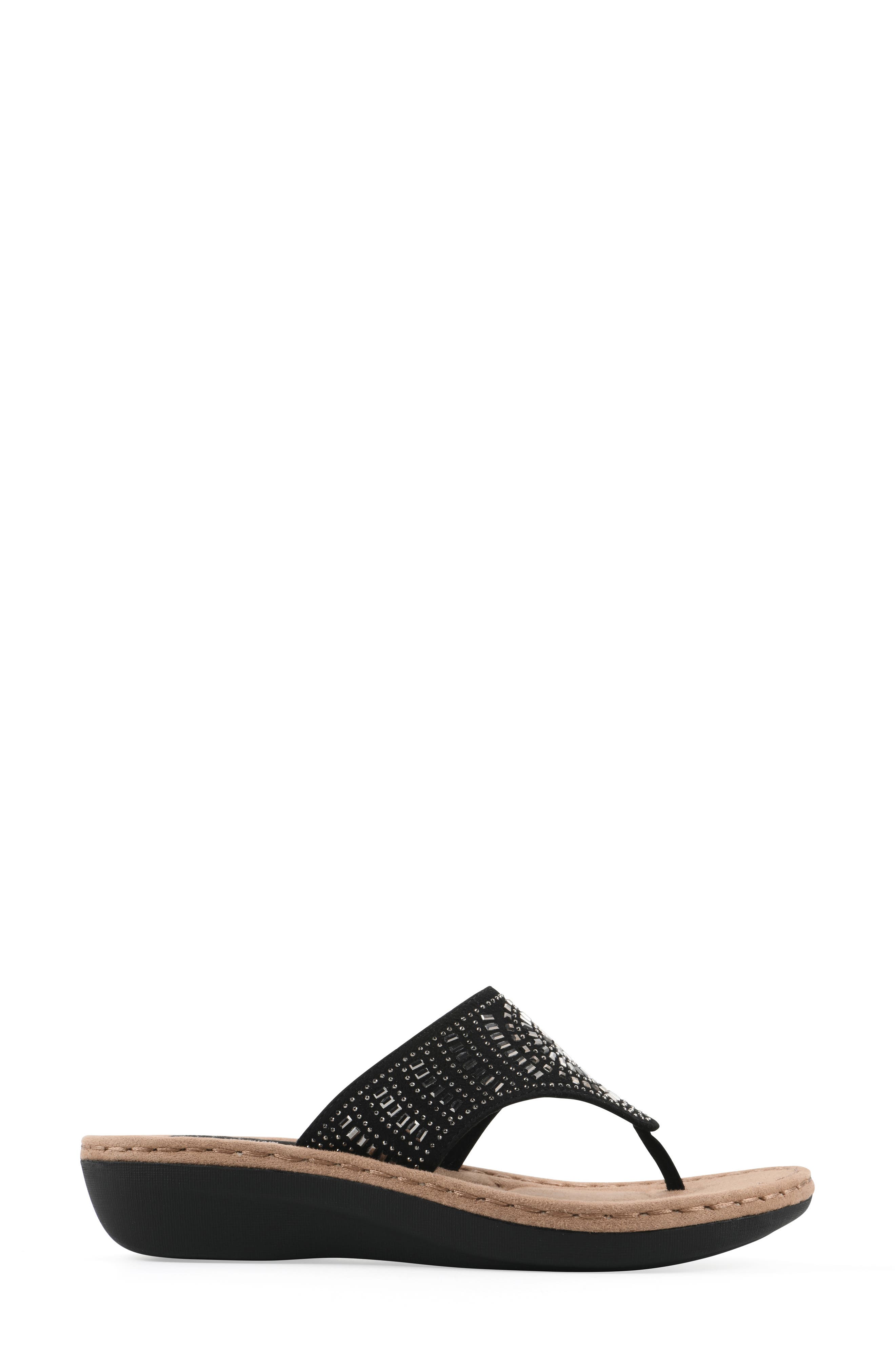 CLIFFS BY WHITE MOUNTAIN Cienna Thong Sandal - Wide Width, Alternate, color, Black Fabric