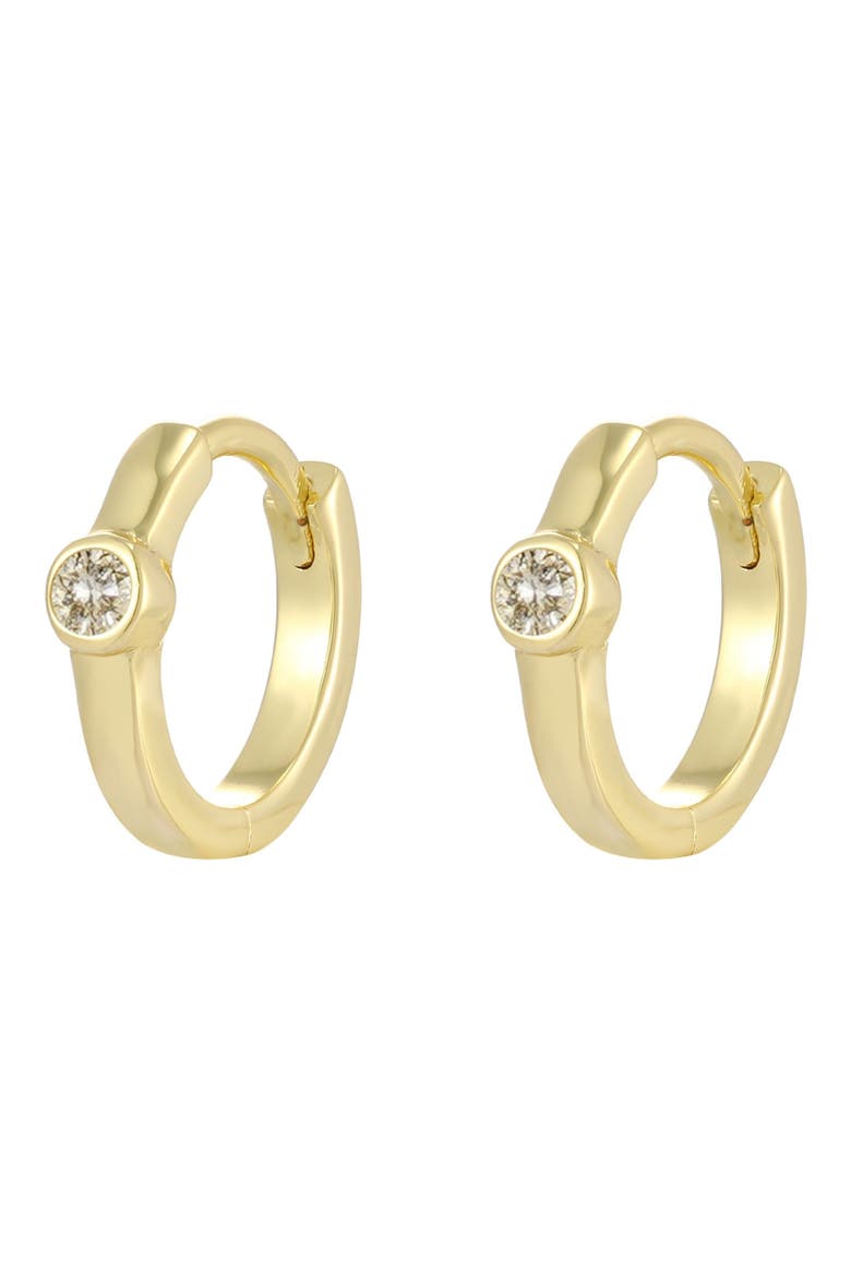 Diamond Bezel Huggie Hoop Earrings, Alternate, color, GOLD