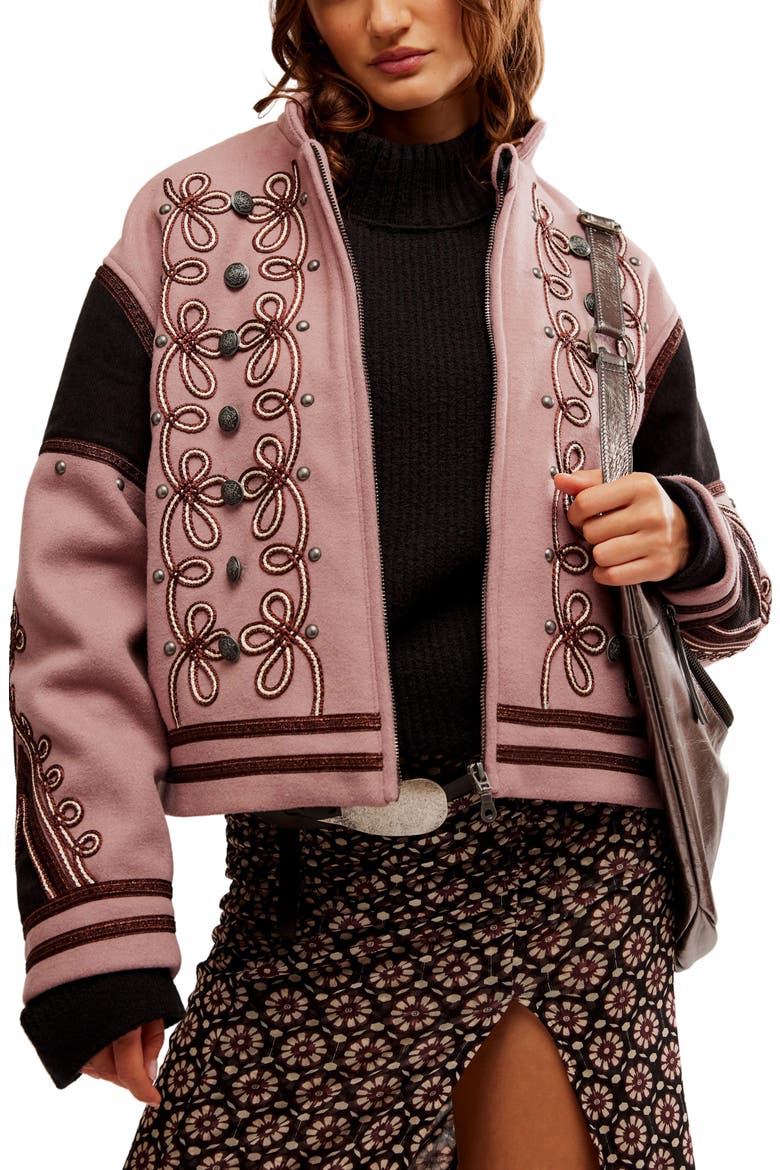 Boy Band Bomber Jacket, Main, color, WOODROSE