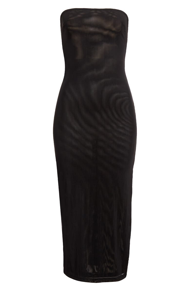 Miaou Strapless Mesh Midi Dress, Alternate, color, 