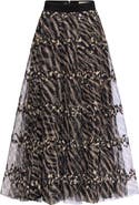 Maison Common Printed Tull Skirt With Embroidery - Zebra print