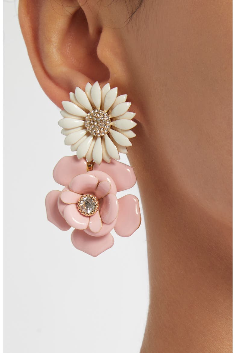 Double Flower Earrings, Alternate, color, MULTI-COLOR