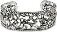 SAMUEL B. Sterling Silver & 18K Gold Cross Bangle Bracelet