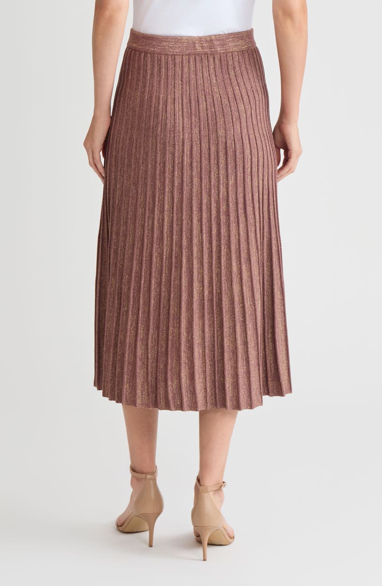 Misook Lurex A-Line Soft Ribbed Knit Midi Skirt, Alternate, color, Midnight Umber