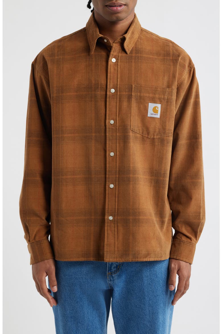 Wilber Check Corduroy Button-Up Shirt, Main, color, WILBER CHECK, HAMILTON BROWN