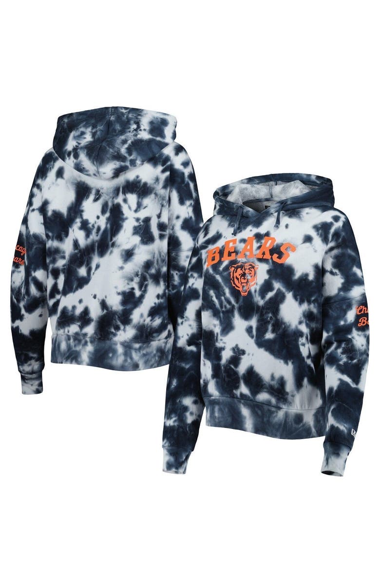 New Era Women's New Era Navy Chicago Bears Cloud Dye Fleece Pullover Hoodie, Main, color, Navy
