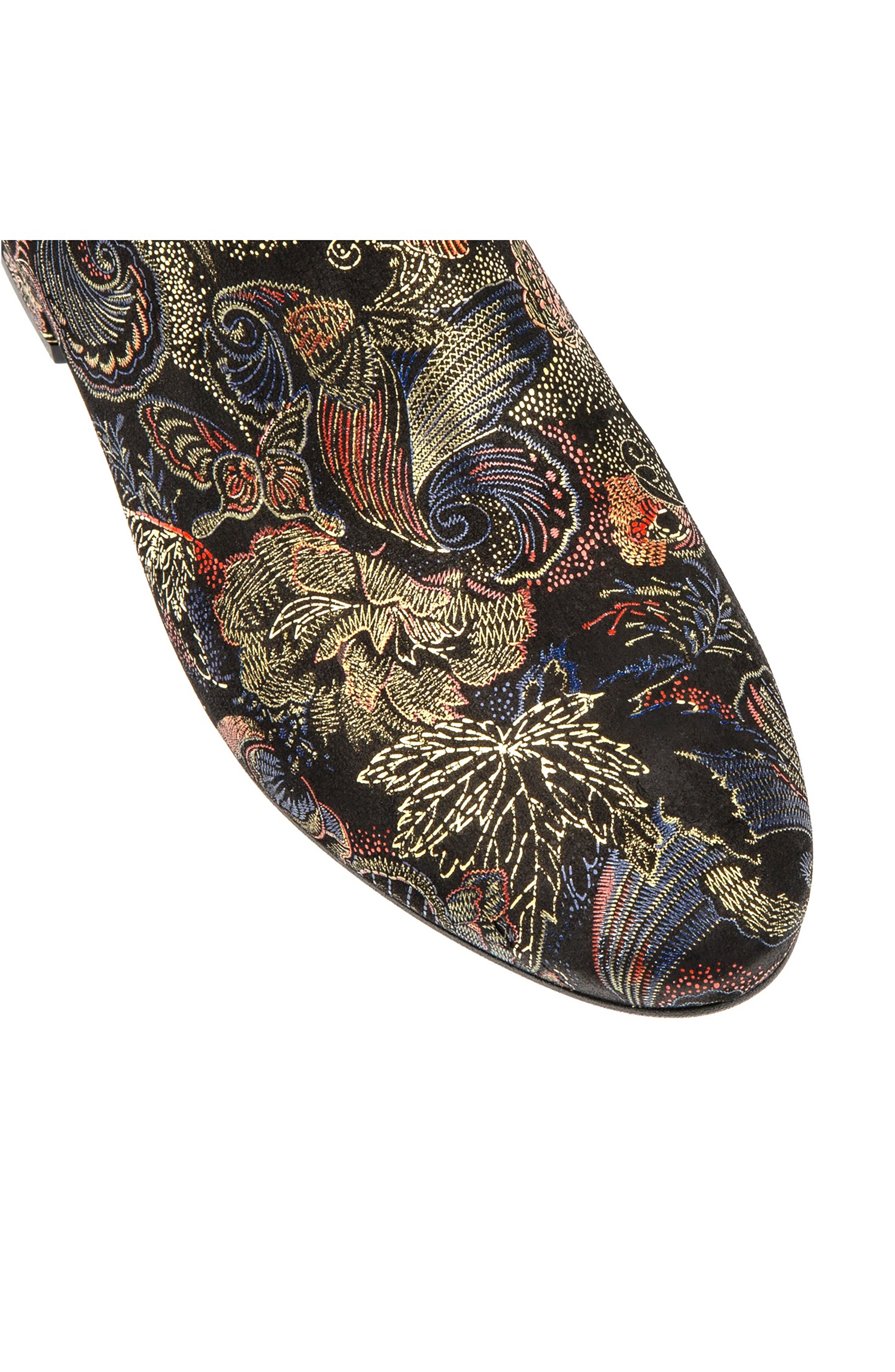 Iris Floral Embroidery Bootie, Alternate, color, BLACK