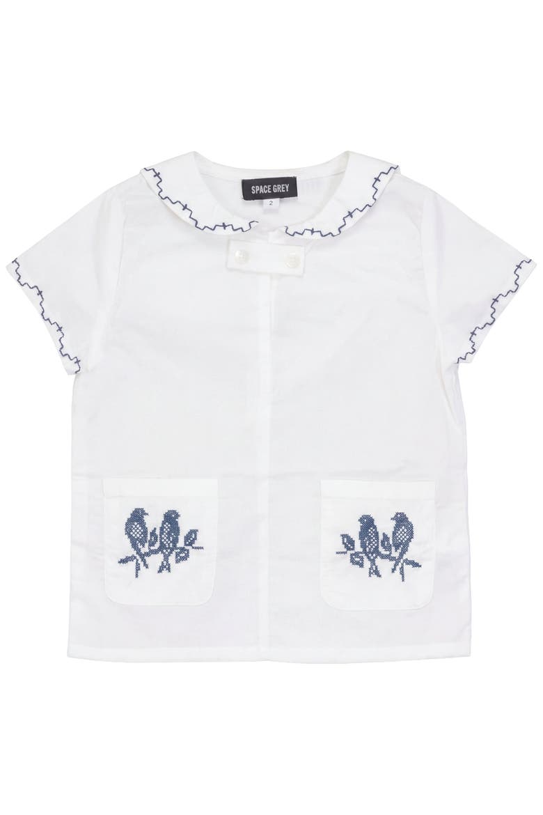Sailor Embroidered Short Sleeve Shirt, Main, color, White