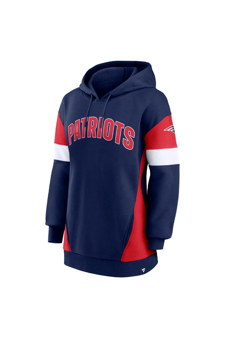 Women's Fanatics Branded Navy/Red New England Patriots Lock It Down Pullover Hoodie, Alternate, color, Navy