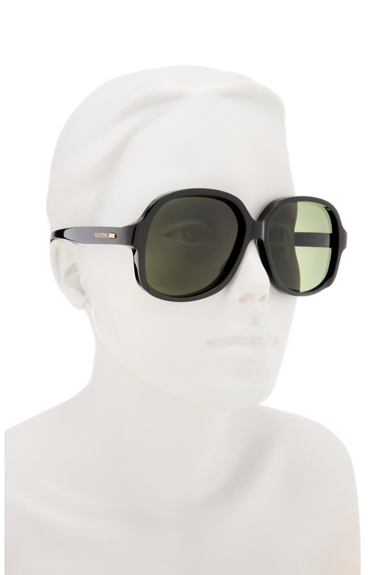 50mm Polarized Round Sunglasses, Alternate, color, BLACK BLACK GREEN