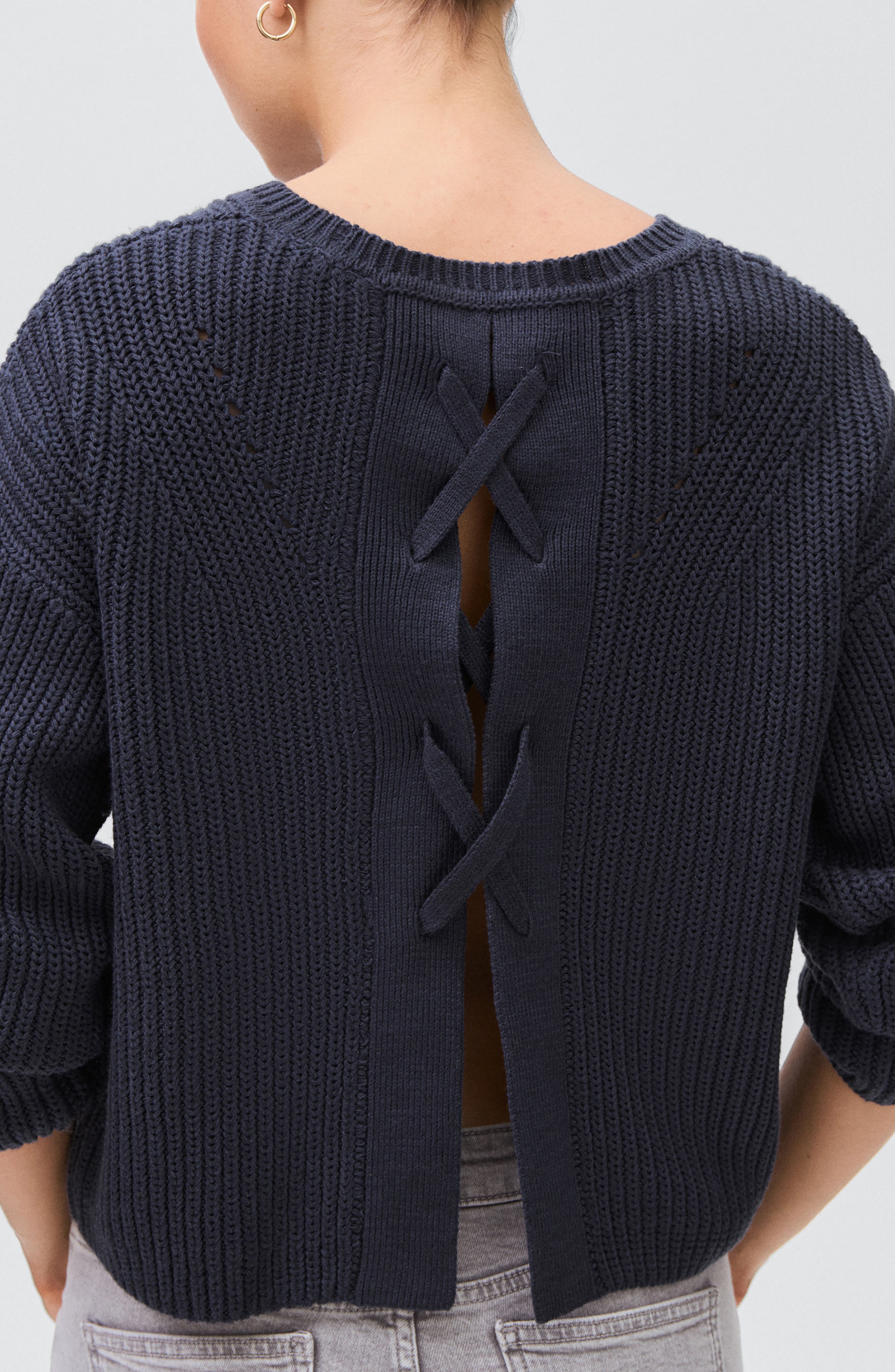Split Back Oversize Cotton Blend Sweater - image 2