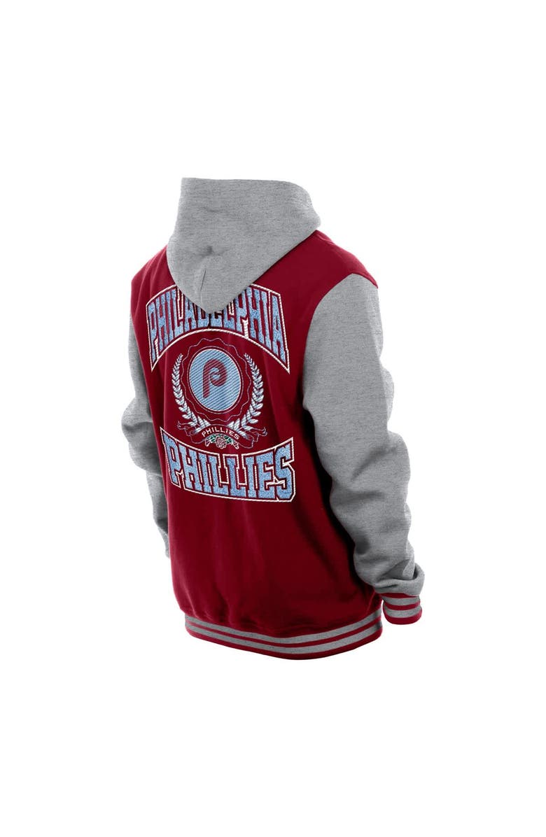 New Era Men's New Era Burgundy Philadelphia Phillies Throwback Prep Full-Snap Hoodie Jacket, Alternate, color, 