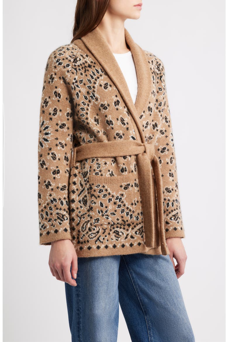 The Bandana Shawl Collar Cardigan, Alternate, color, CAMEL