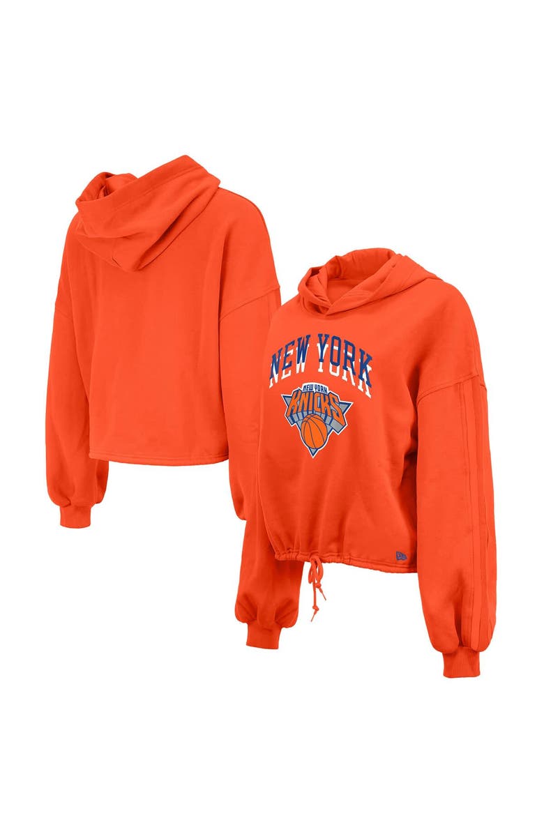 New Era Women's New Era Orange New York Knicks 2024/25 City Edition Cropped Pullover Hoodie, Main, color, 