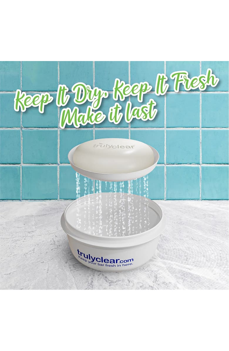 TRULY CLEAR Keep Dry Soap Case, 3pc Holder, Draining Tray, Alternate, color, White