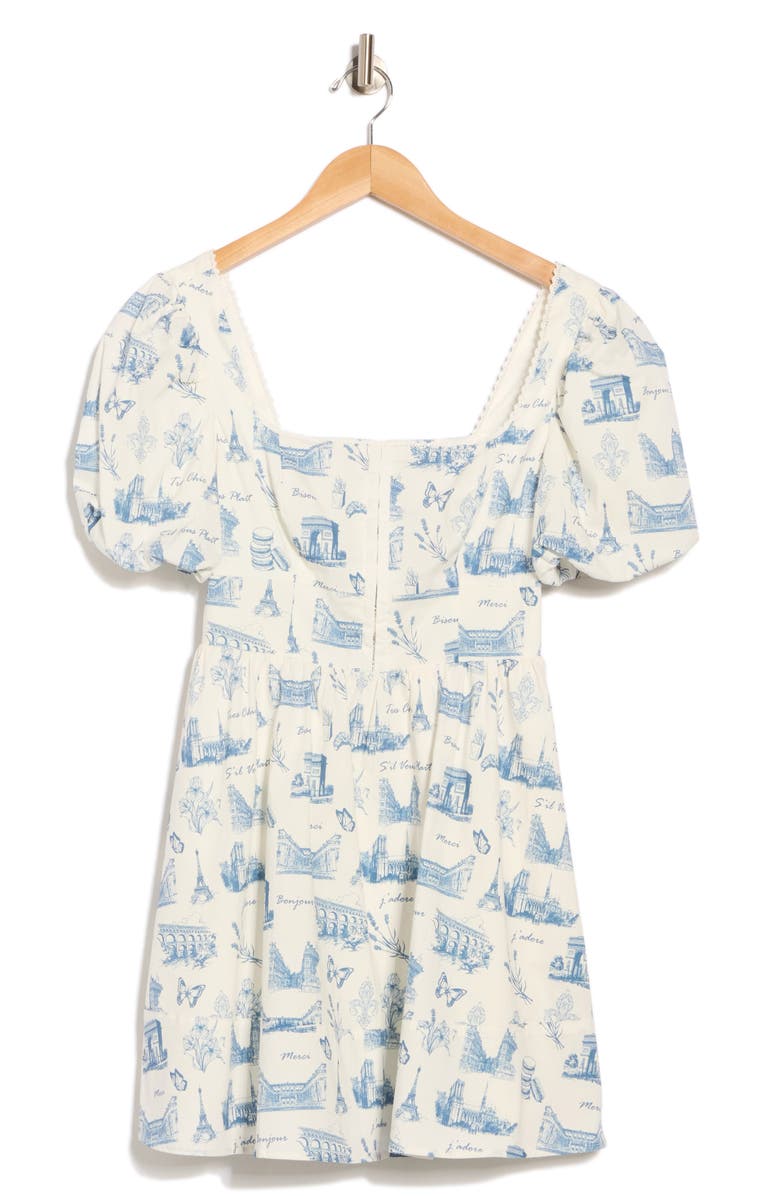 Avec Les Filles Puff Sleeve Fit-and-Flare Dress, Alternate, color, 