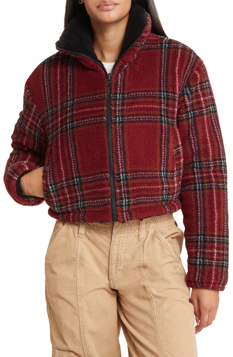 BP. Reversible Crop Faux Shearling Jacket, Alternate, color,